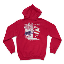 Load image into Gallery viewer, 4th Of July Shirt, All American Girl Flag Heart Sunglasses - Hoodie - Red
