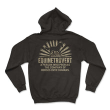 Load image into Gallery viewer, Cowboy Shirt, Equinetrovert Funny Equestrian Definition  Tee, Sarcasm - Hoodie - Black
