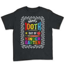 Load image into Gallery viewer, School Shirt, Happy 100th Day Of Kinder Garten Floral Tee, Kinder - Youth Tee - Black
