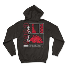 Load image into Gallery viewer, Chinese Zodiac Shirt, Year Of The Rabbit 2023 Floral Tee, Rabbit - Hoodie - Black
