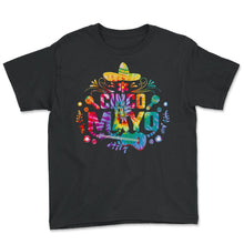 Load image into Gallery viewer, Cinco De Mayo Mexican Hat Mexico Flag Tacos Fiesta Celebration Men - Youth Tee - Black
