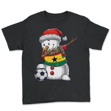 Load image into Gallery viewer, Soccer Boy Dabbing Snowman Christmas Jersey Ghana Shirt, Football - Youth Tee - Black
