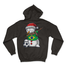 Load image into Gallery viewer, Soccer Boy Dabbing Snowman Christmas Jersey Brazil Shirt, Football - Hoodie - Black
