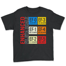 Load image into Gallery viewer, Tornado Shirt, Enhanced Fujita Scale Vintage Retro Tee, Meteorologist - Youth Tee - Black
