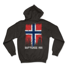 Load image into Gallery viewer, Syttende Mai Tshirts 17th Of May Norway Norwegian Flag Gift T-Shirt - Hoodie - Black
