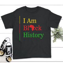 Load image into Gallery viewer, I Am Black History Melanin Woman, Black Women Birthday Gifts, - Youth Tee - Black
