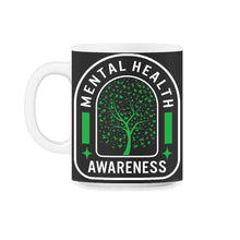 Load image into Gallery viewer, Mental Health Awareness Shirt, Green Ribbon Butterfly Tree Support - 11oz Mug - Black on White
