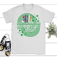 Load image into Gallery viewer, Mostly Norwegian And A Wee Bit Irish, St. Patricks Day Shirt, Lucky - Unisex T-Shirt - White
