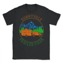 Load image into Gallery viewer, Sunnyvale Trailer Park Shirt, Mountain Vintage Retro Adventurer - Unisex T-Shirt - Black
