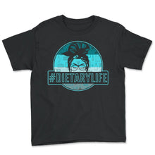Load image into Gallery viewer, Health Coach Shirt, #Dietarylife Tee, Fitness Gym Crew Workout Gift, - Youth Tee - Black
