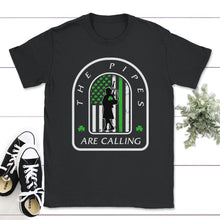 Load image into Gallery viewer, St. Patricks Day Shirt, The Pipes Are Calling, Irish Lucky Music - Unisex T-Shirt - Black
