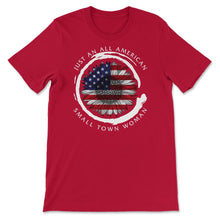 Load image into Gallery viewer, 4th Of July Shirt, Just An All American Small Town Girl Sunflower - Unisex T-Shirt - Red
