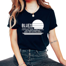 Load image into Gallery viewer, Music Shirt, Blues Noun Definition Vintage Retro Tee, Music Lover - Unisex T-Shirt - Black
