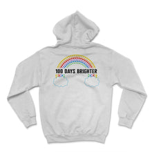 Load image into Gallery viewer, School Shirt, 100 Days Brighter Rainbow Tee, Back To School Student - Hoodie - White
