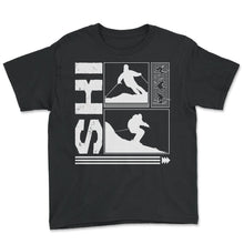 Load image into Gallery viewer, Ski Cool Distressed Shirt, Mountain Skiing Snowboard Retro Tee, - Youth Tee - Black
