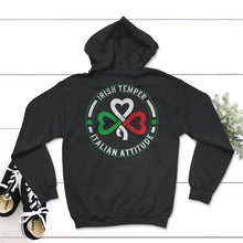 Load image into Gallery viewer, St. Patricks Day Shirt, Irish Temper Italian Attitude Lucky Christmas - Hoodie - Black
