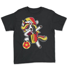 Load image into Gallery viewer, Soccer Girl Dabbing Unicorn Christmas Hat Scarf Belgium Jersey Shirt, - Youth Tee - Black
