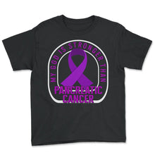 Load image into Gallery viewer, Pancreatic Cancer Shirt, My God Is Stronger Than Pancreatic Cancer, - Youth Tee - Black
