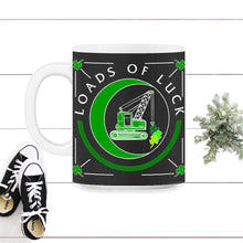 Load image into Gallery viewer, St. Patricks Day Shirt, Loads Of Luck Truck Tee, Irish Lucky St. - 11oz Mug - Black on White
