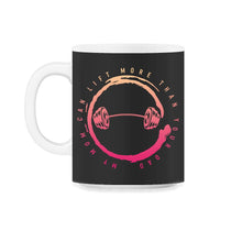 Load image into Gallery viewer, My Mom Can Lift More Than Your Dad Shirt, Powerlifting Mom, Lifting - 11oz Mug - Black on White

