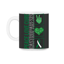 Load image into Gallery viewer, Peace Love Cure Gastroparesis T Shirt - 11oz Mug - Black on White
