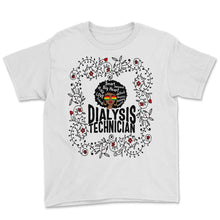 Load image into Gallery viewer, Dialysis Nurse Shirt, Dialysis Technician African American Floral Tee - Youth Tee - White
