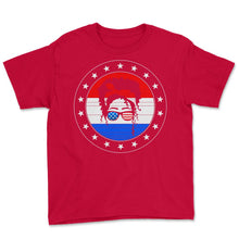 Load image into Gallery viewer, 4th Of July Shirt, Black Girl African American Afro Flag Independence - Youth Tee - Red
