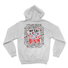 Load image into Gallery viewer, Valentines day Shirt, My Cat Is My Valentine Cat Heart Floral Tee, - Hoodie - White
