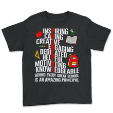 Load image into Gallery viewer, Principal Shirt, Amazing Principal Inspirational Tee, Administrator - Youth Tee - Black
