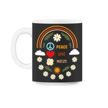 Load image into Gallery viewer, Peace Love Matzo Shirt, Jewish Holiday Funny Seder Gift, Fast - 11oz Mug - Black on White
