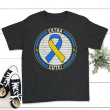 Load image into Gallery viewer, World Down Syndrome Day, Extra Cute Down Syndrome, Trisomy 21, - Youth Tee - Black
