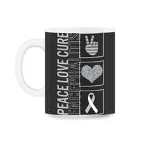 Load image into Gallery viewer, Peace Love Cure Encephalitis T Shirt - 11oz Mug - Black on White
