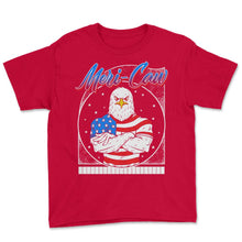 Load image into Gallery viewer, 4th Of July Shirt, Meri-Caw Independence Day Tee Strong Eagle Wearing - Youth Tee - Red
