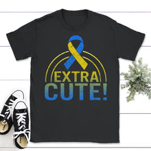 Load image into Gallery viewer, World Down Syndrome Day, Extra Cute Down Syndrome, Trisomy 21, - Unisex T-Shirt - Black
