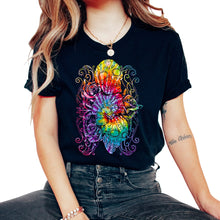Load image into Gallery viewer, El Dia de Los Muertos Day of the Dead Purple Floral Sugar Skulls - Unisex T-Shirt - Black
