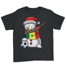 Load image into Gallery viewer, Soccer Boy Dabbing Snowman Christmas Jersey Senegal Shirt, Football - Youth Tee - Black
