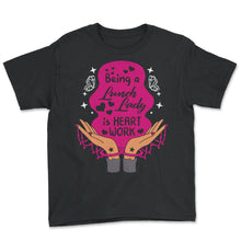 Load image into Gallery viewer, Lunch Lady Is Heart Work Shirt, School Nutrition Cafeteria Women Food - Youth Tee - Black
