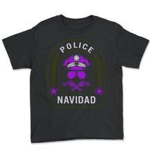 Load image into Gallery viewer, Police Shirt, Police Navidad, Officer Cop Face Christmas Halloween - Youth Tee - Black

