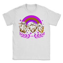 Load image into Gallery viewer, Halloween Shirt, Ghost Rainbow Horror Spooky Lover Gift, Halloween - Unisex T-Shirt - White
