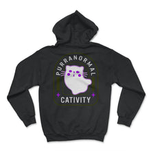 Load image into Gallery viewer, Purranormal Cativity Shirt, Cat Ghost Tee, Funny Cat Halloween - Hoodie - Black
