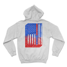 Load image into Gallery viewer, Thin Red &amp; Blue Line American Flag Shirt, Law Enforcement Tee, Police - Hoodie - White
