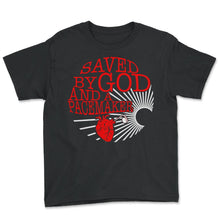 Load image into Gallery viewer, Saved By God And A Pacemaker Shirt, CHD Awareness Battery Powered - Youth Tee - Black
