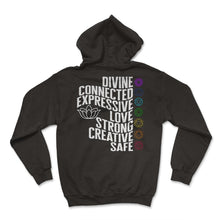 Load image into Gallery viewer, Meditation Shirt, Divine Connected Expressive Love Strong Creative - Hoodie - Black
